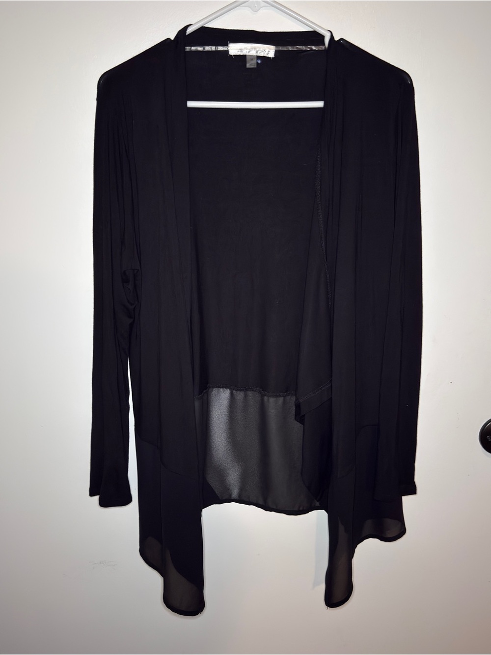 august silk Black Open-Front Draped Cardigan